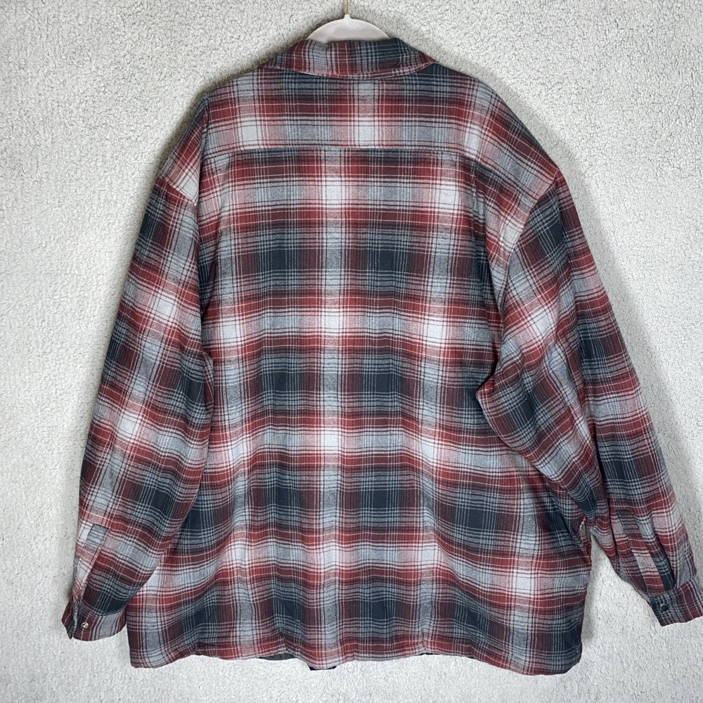 Free Country Men's Sz 4XLT Quilted Plaid Flannel Jacket Red Gray Black - Picture 2 of 10